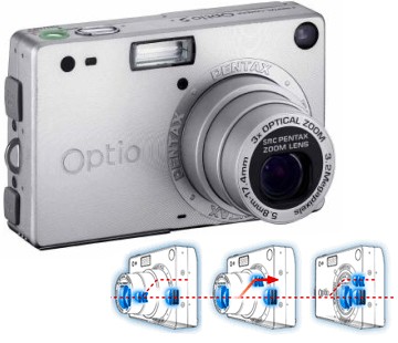 A Pentax Optio S �s cs�sz�optik�ja