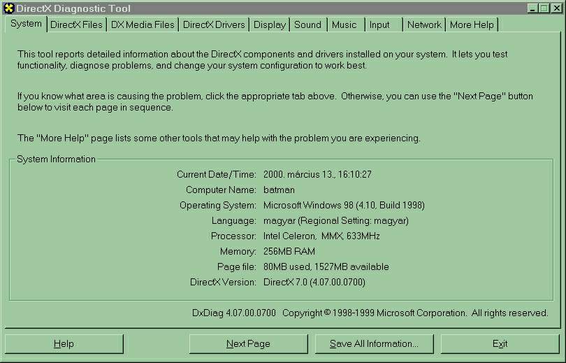 DirectX info