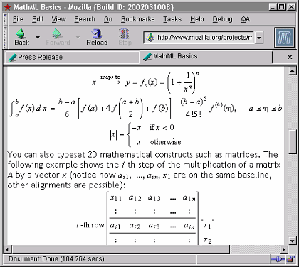 MathML a Mozillában