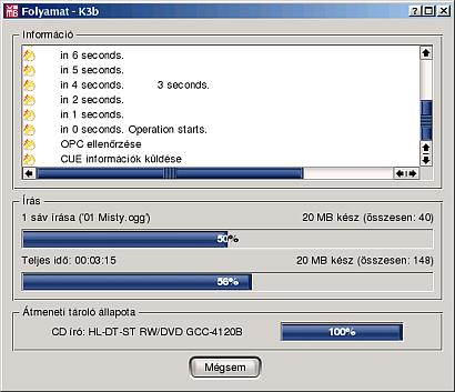 Közvetlenül OGG formátumú fájlokból is képes audió CD-t írni a K3b