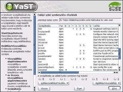 A YaST2 újdonságai közül az egyik: egy nagyon kényelmes futtatásiszint-szerkesztő
