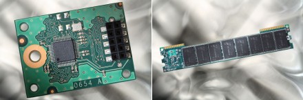 Balra a beágyazott USB meghajtó, jobbra a low profile RealSSD modul látható