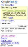 Google Calendar mobil böngészőben