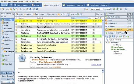 Lotus Notes 8 Inbox & Sametime